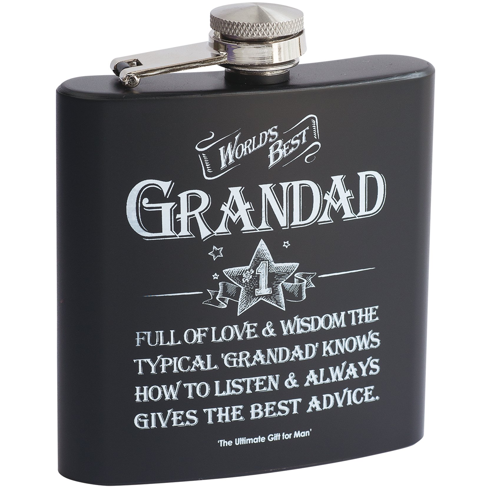 Ultimate Man Gift Hip Flask - Worlds Best Grandad