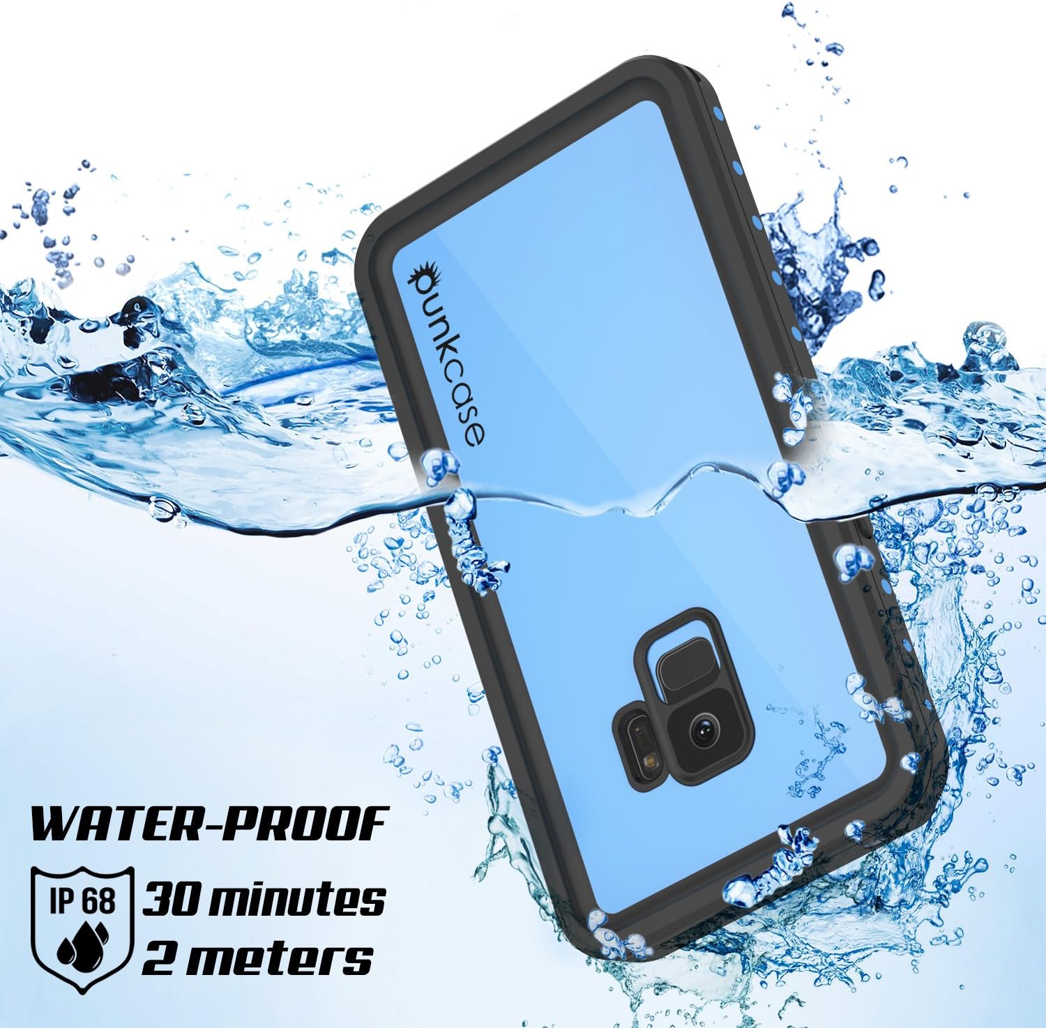 Galaxy S9 Waterproof Case, Punkcase [StudStar Series] [Slim Fit] [IP68 Certified] [Shockproof] [Dirtproof] [Snowproof] Armor Cover for Samsung Galaxy S9 [Light Blue]