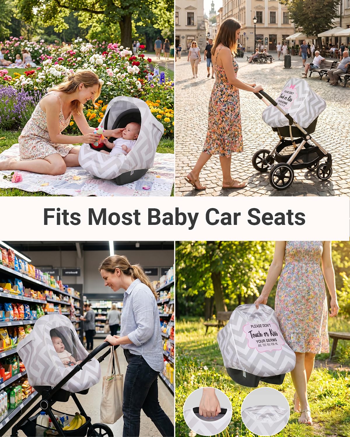 Metplus Funda de asiento de coche 2 en 1, funda multiusos para asiento de coche de bebé con parasol de privacidad, protege el asiento de seguridad de tu bebé con estilo, fundas para portabebés para
