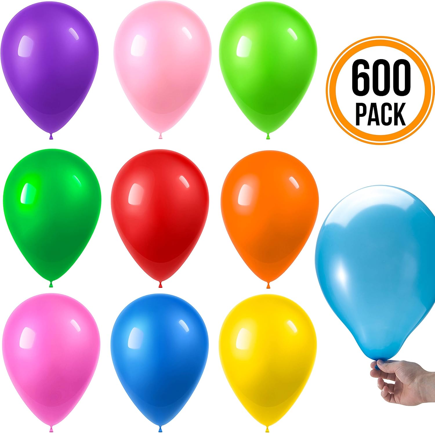 Prextex 600 Party Balloons 12 Inch 10 Assorted Rainbow Colors - Bulk Pack of Strong Latex Balloons for Party Decorations, Birthday Parties Supplies or Arch Decor - Helium Quality : Toys & Games