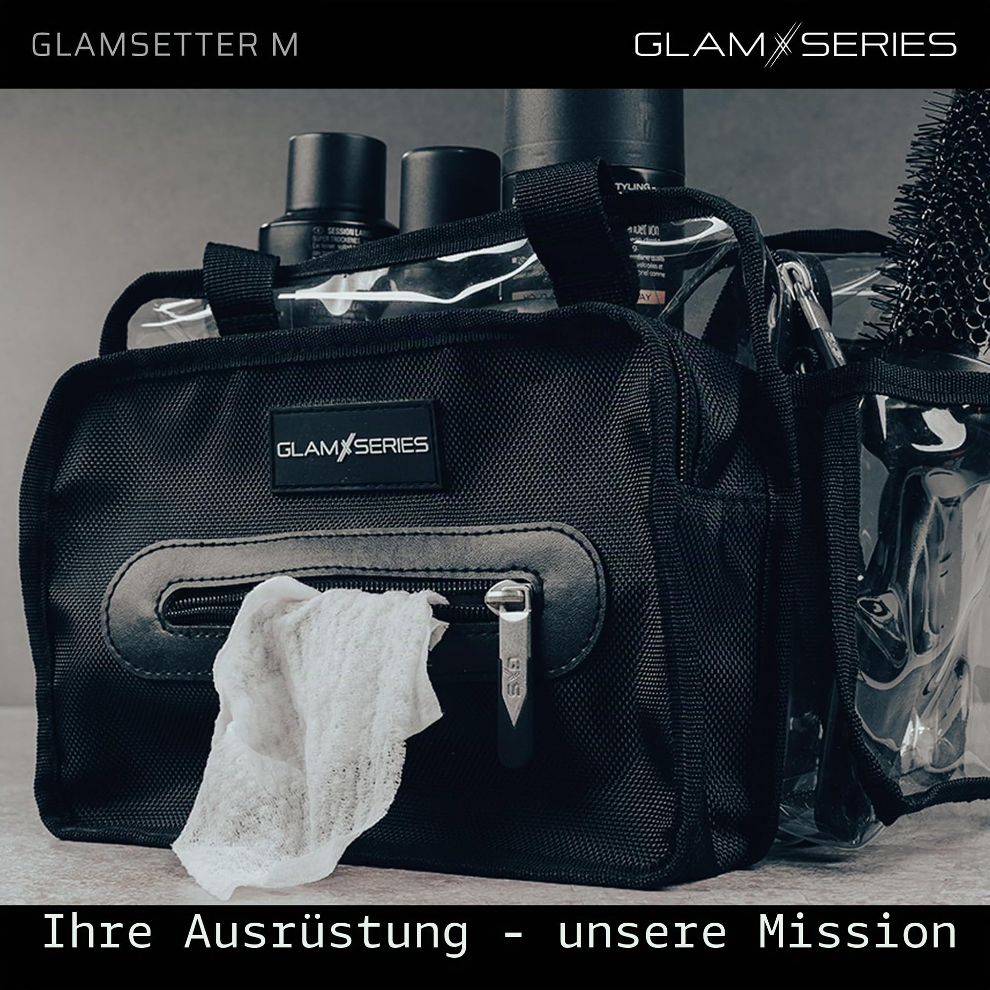 GlamSetter M Kosmetiktasche 230 x 120 x 180 mm, transparenter Make up Organizer mit flexiblen Trageoptionen
