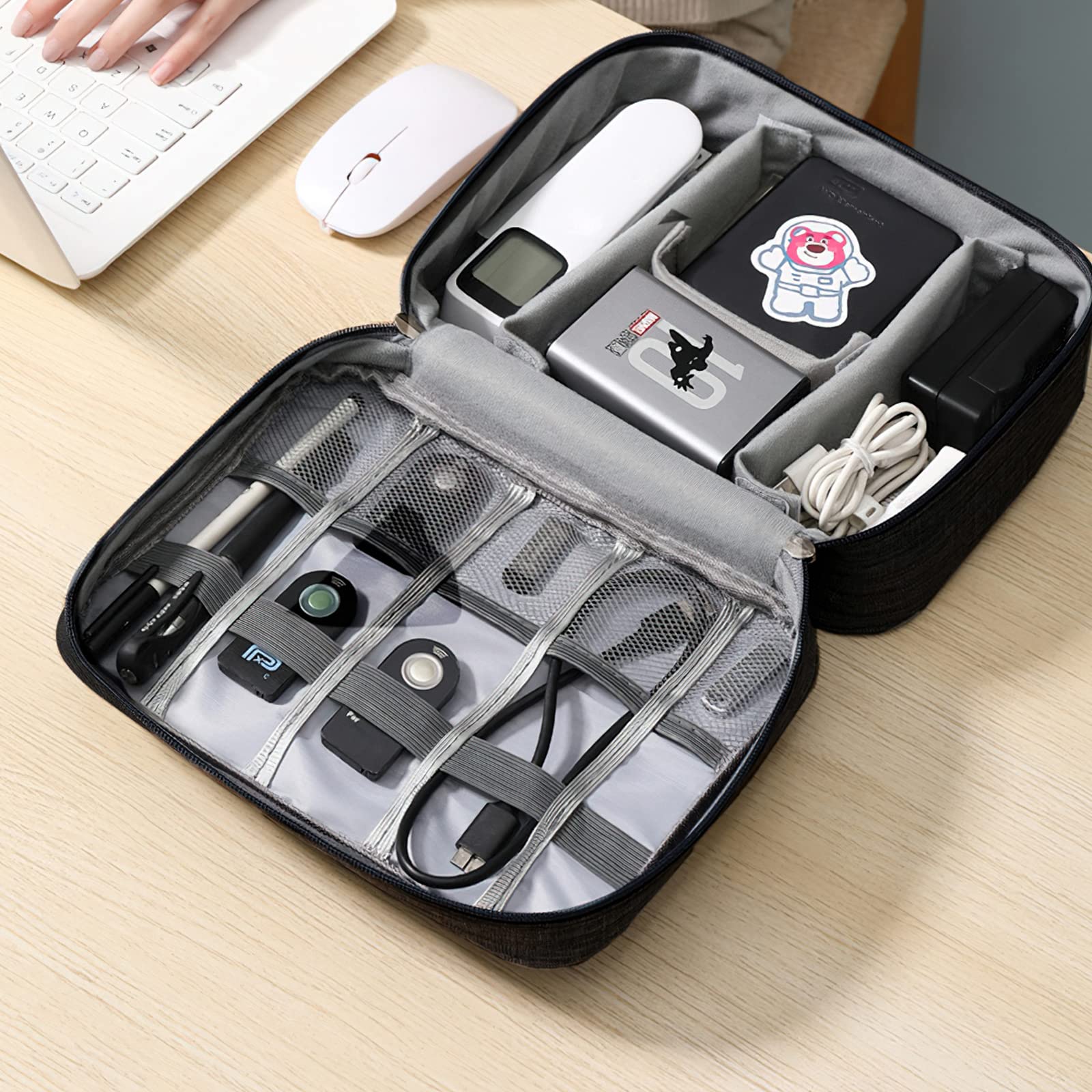 AiQInu Sac Câble Multifonctionnel Voyage Universel Électronique Cable Management pour Tablette Disque Dur Externe Chargeur Adaptateurs