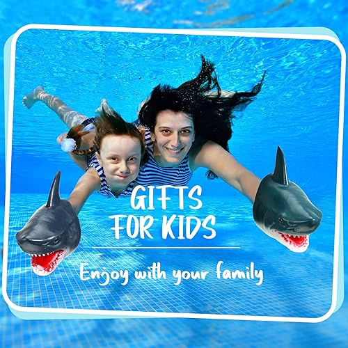 Miniatura 7 de Lewtemi Paquete de 2 marionetas de tiburón para niños, de goma suave, de silicona, marioneta de mano de cabeza de tiburón, juguete para niños,