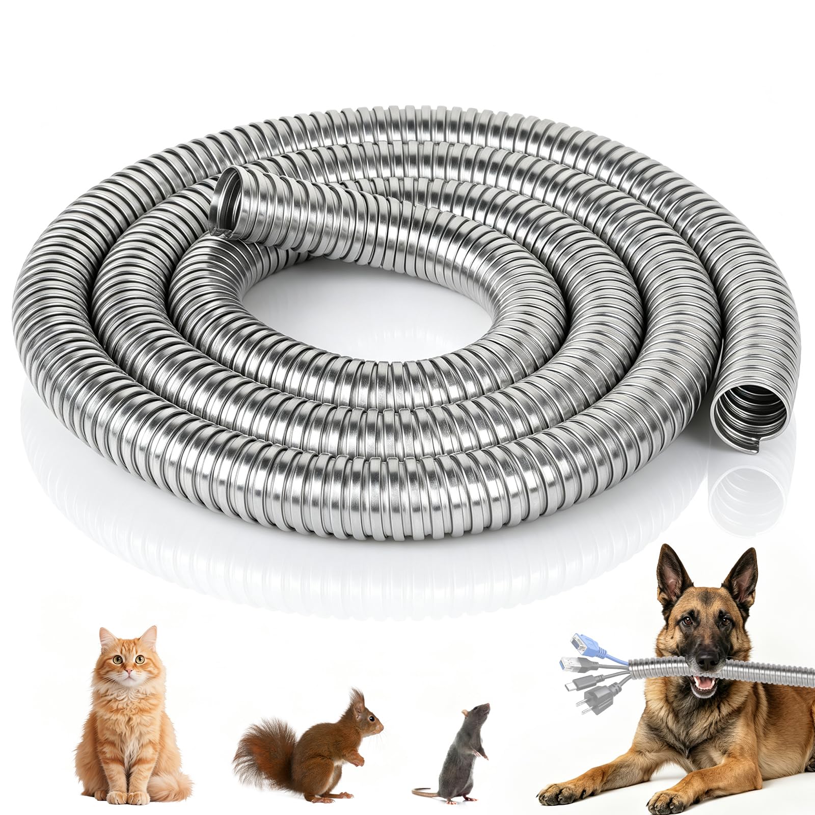 EFUTURETIME Guaine Protezione Flessibile Cavi φ32 mm, Acciaio Inox 304
