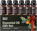 Lagunamoon Essential Oils Christmas Set - 6 Oils for Diffusers, Home Care, Candle Making Scents, Fragrance, Aromatherapy, Humidifiers, Gifts - Peppermint, Tea Tree, Lavender, Eucalyptus, Orange (10mL)