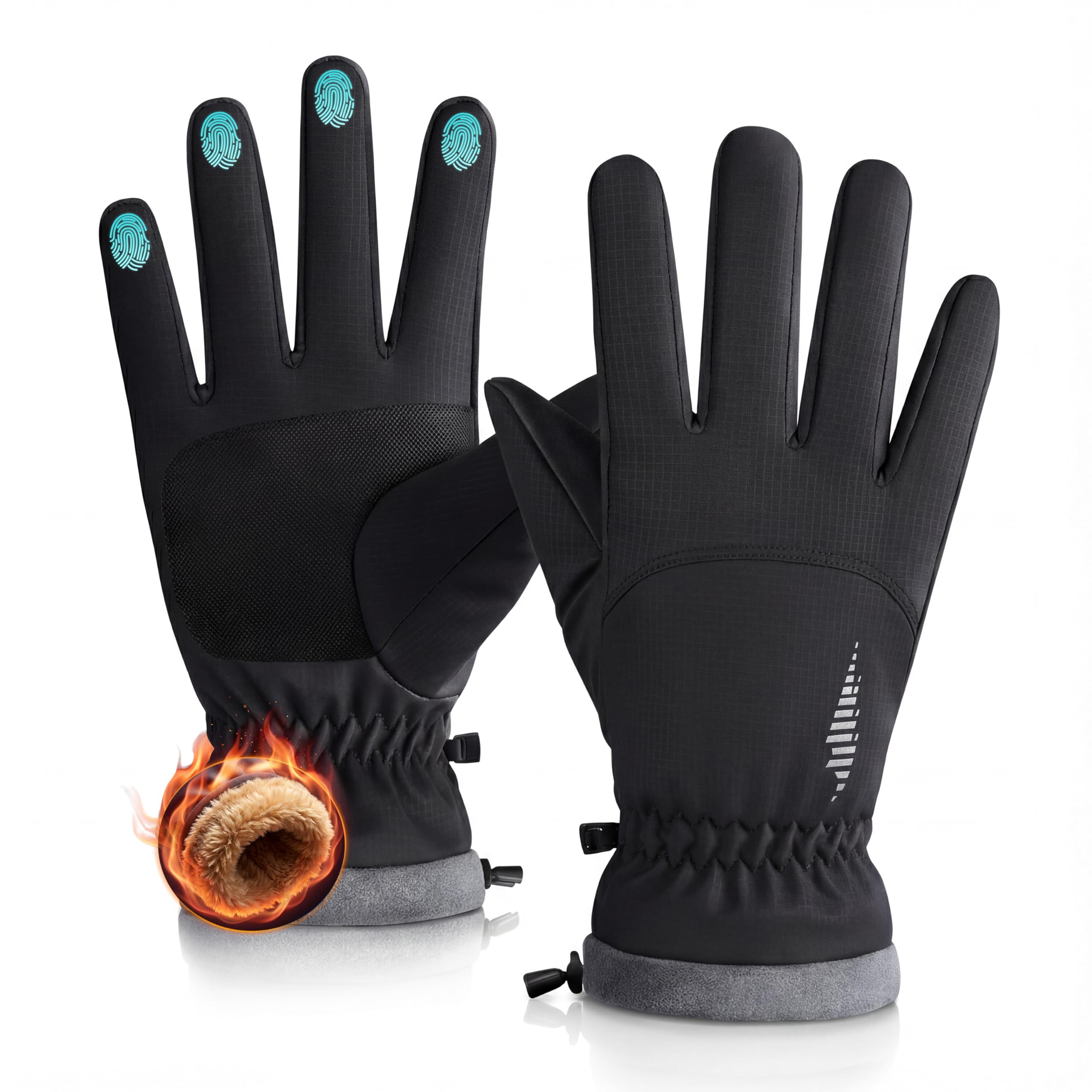 Winter Waterproof Ski Snow Warm Gloves for Women Men, Windproof Cold Weather Thermal with Touchscreen Fingers, for Running Driving Cycling Hiking Biking Outdoor Sports Daily Work