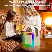 Vista 9 de Mini máquina de karaoke para niños y adultos, altavoz Bluetooth portátil con 2 micrófonos inalámbricos, juguetes de karaoke para fiesta familiar