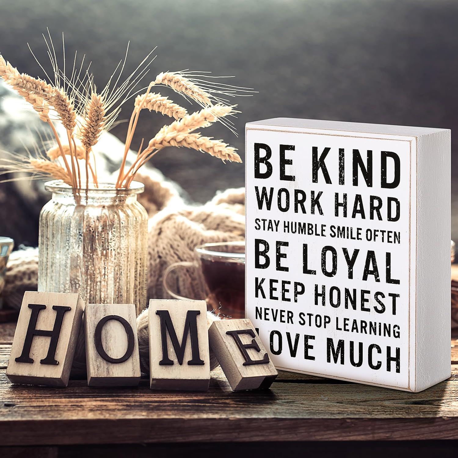 Be Kind Wooden Box Signs with Positive Quotes Sayings Inspirational Desk Decor Family Motivational Signs with Quotes for Farmhouse Office Employee Boss Desk Plaque 4.7 x 6 Inch(White) - Image 7
