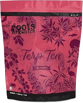 Roots Organics Terp Tea Bloom Natural Dry Gardening Fertilizer Micronized Flowering Nutrient for Large and Small Gardens, 3 Pound Bag