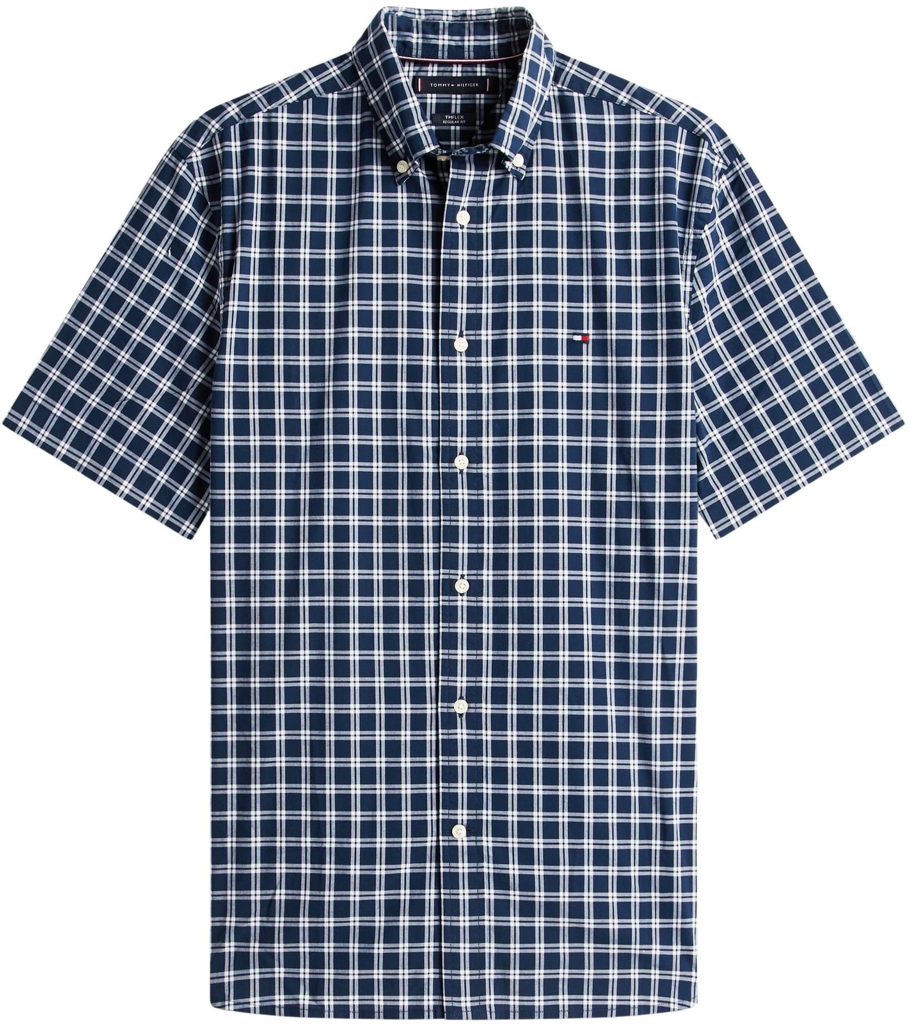 Tommy Hilfiger Herren Flex Poplin Check Ss Rf Shirt Mw0mw42437 S/S Shirt (1er Pack)