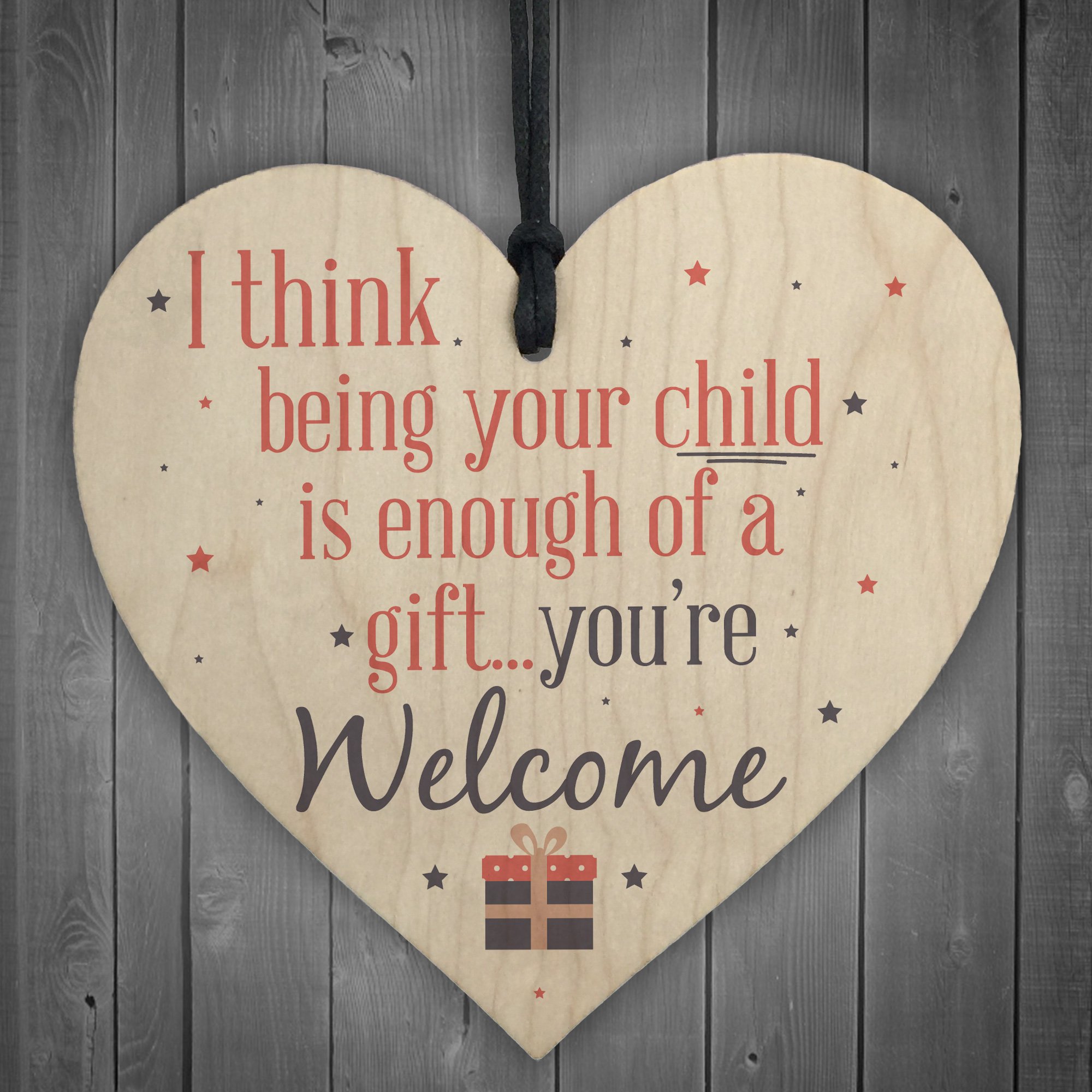 Red Ocean Enough Of A Gift Funny Wooden Heart Mum Dad Cute Birthday Sign Thank You Friendship Gifts