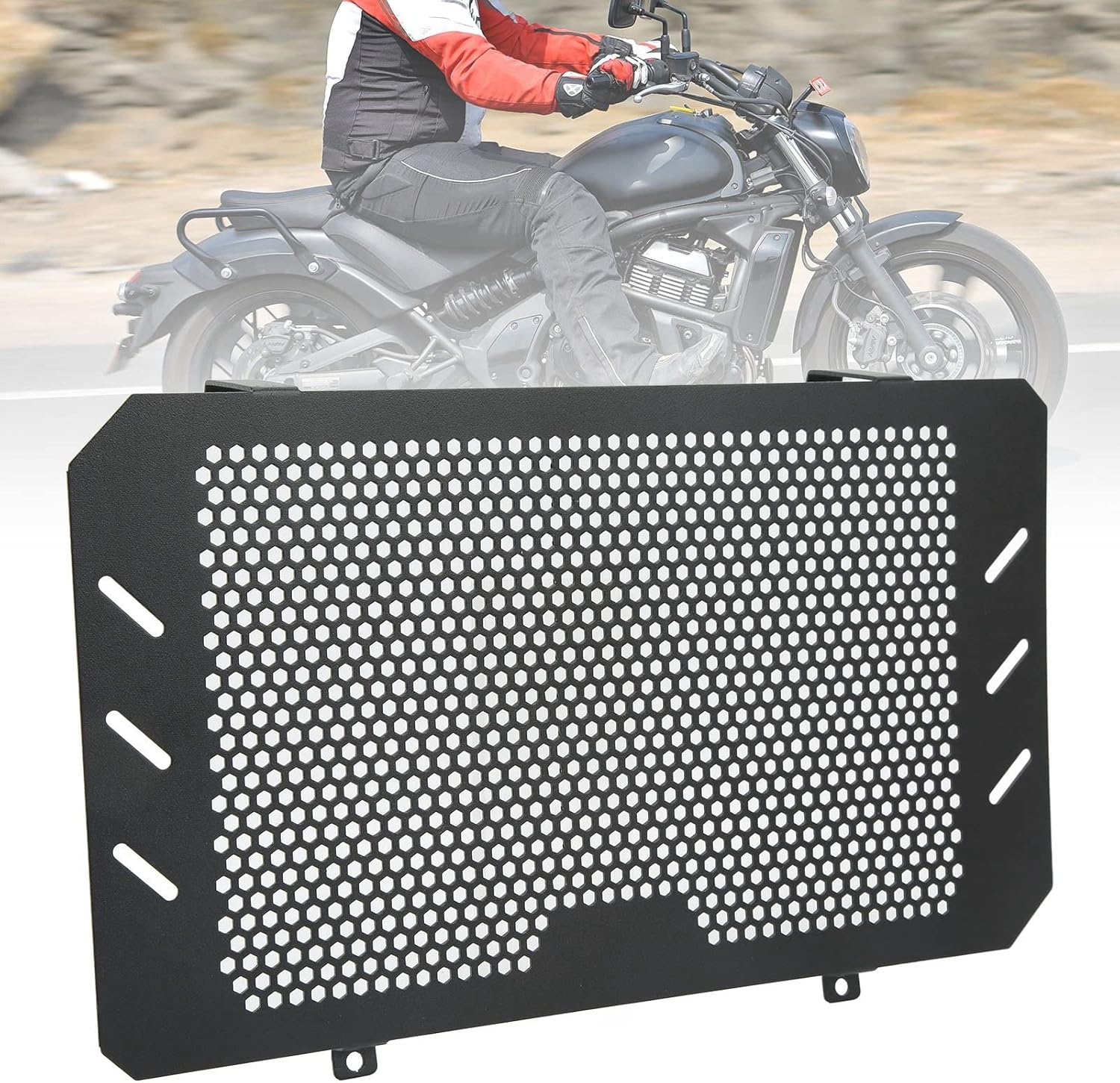 Motorcycle Radiator Grille Guard, Fydun Radiator Grille Cover Water Protector Balck Replacement for 650 S 2015‑2018