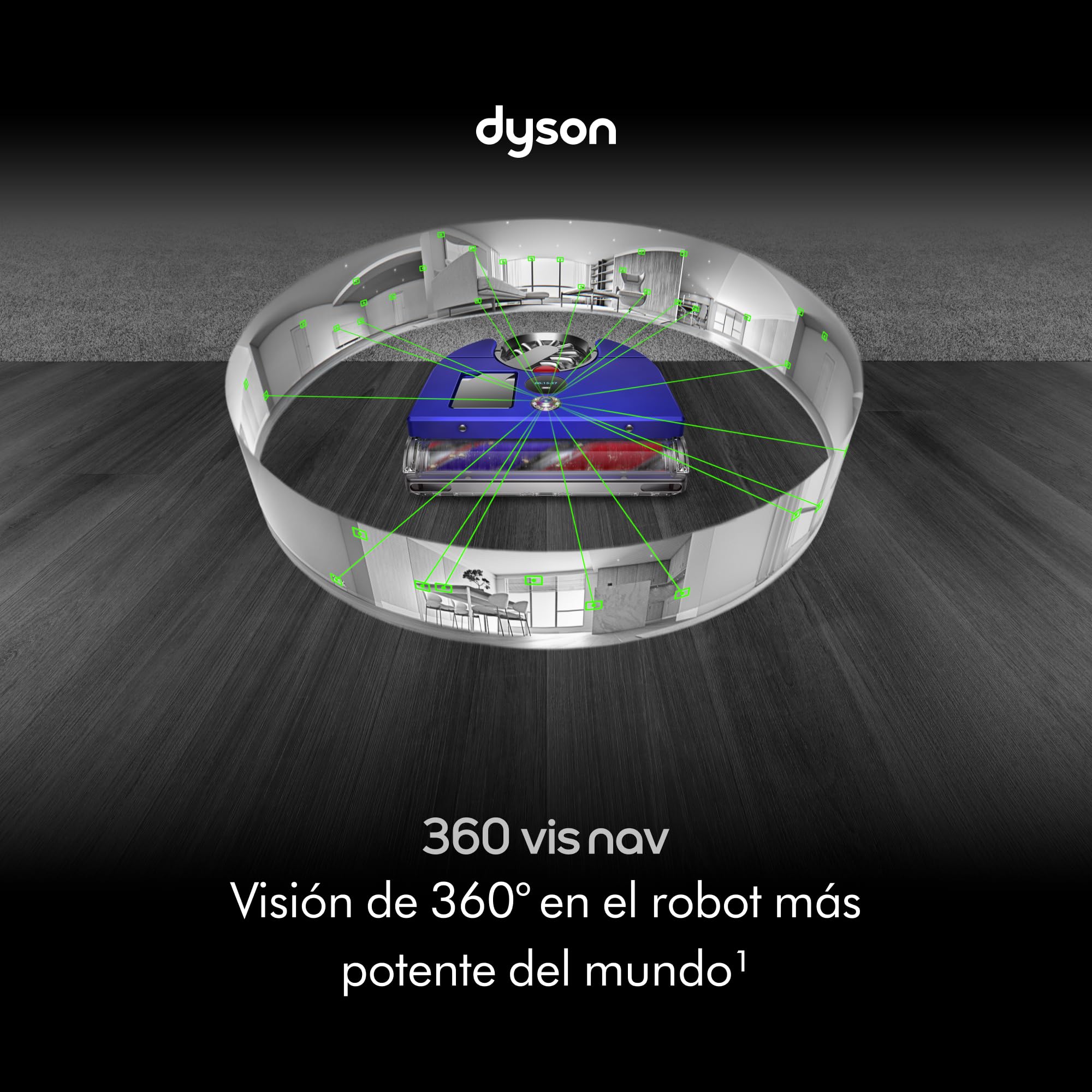 Dyson 360 Vis Nav™ Robot aspiradora – Cepillo de Ancho Completo, diseñado para Todo Tipo de Suelos (Azul/Níquel)