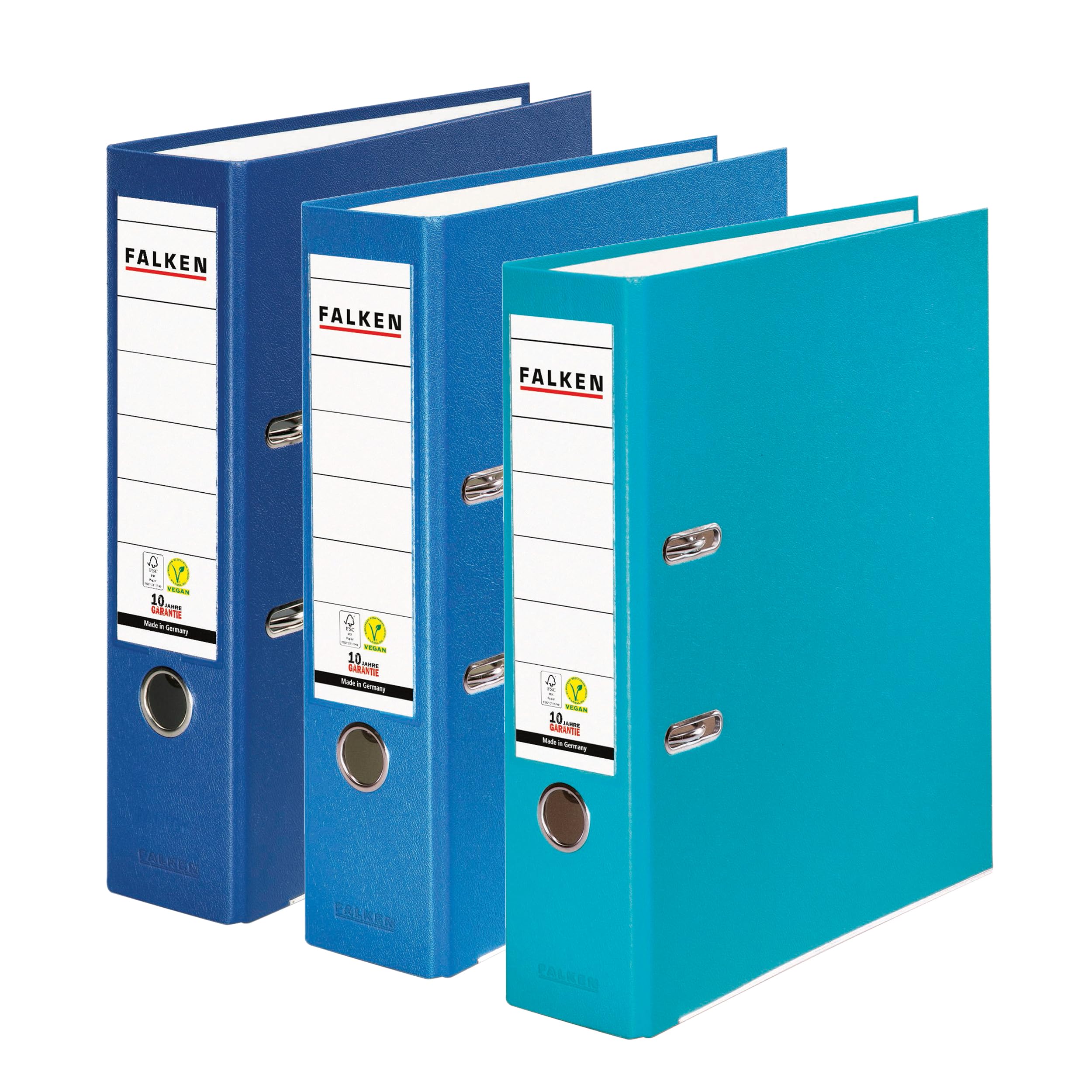 Lot de 3 classeurs en plastique PP-Color Végan - FALKEN - DIN A4 Ocean