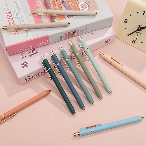 Miniatura 4 de Linbsunne Bolígrafos de gel de tinta negra para oficina de 0.020 in de punta fina, escritura suave retráctil (clip dorado metálico, 10 unidades)