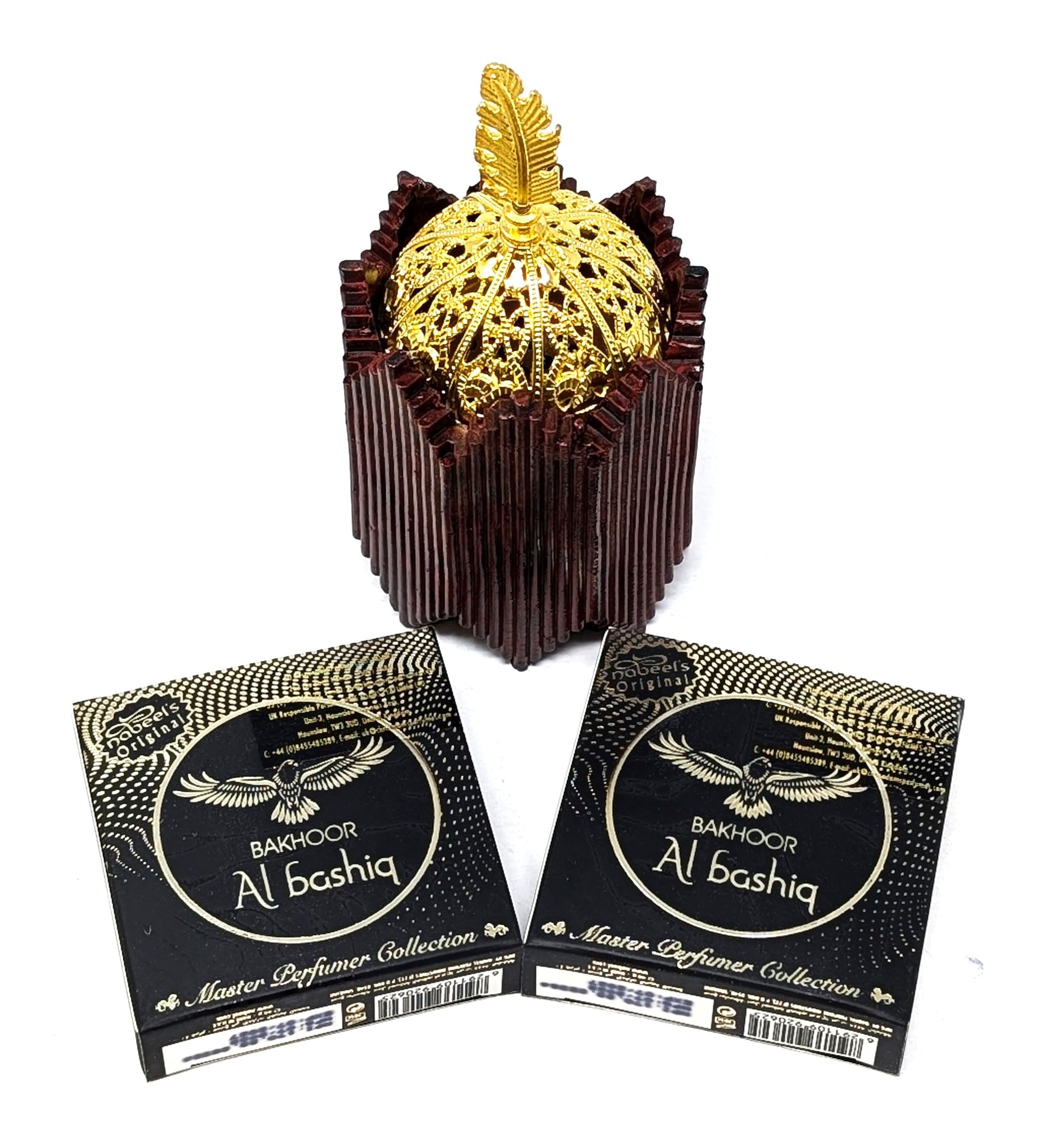 Nabeel Perfumes Al Bashiq Oudh Bakhoor Incense Bricks 2 boxes x 9 Piece each with Arabic Bakhoor Burner | Perfect for Prayer Time | Relax & Meditate | Handmade Traditional recipe
