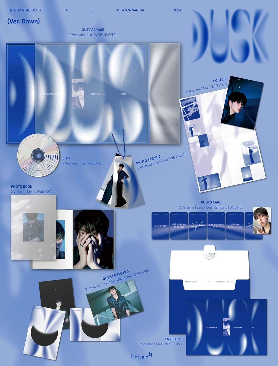 Dreamus Yoon Sanha (ASTRO) DUSK Album [DUSK + DAWN 2 ver. Full Album Set]+Pre Order Benefits+BolsVos Exclusive K-POP Inspired Digital Merches