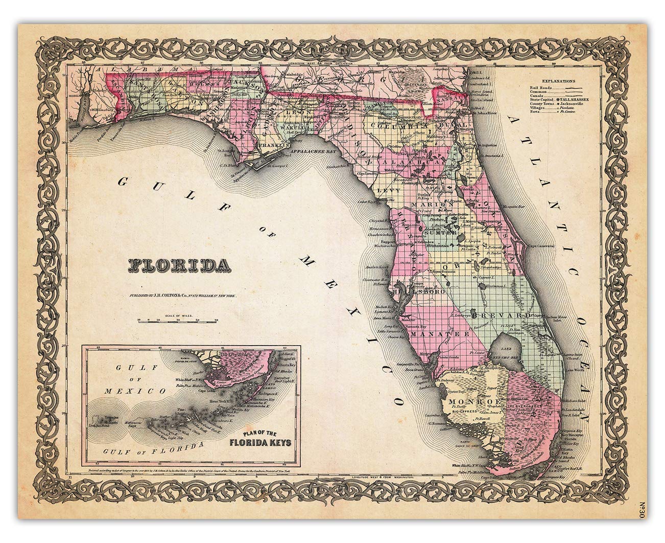 intage Florida Map Wall Art: Unique Travel & Adventure Prints