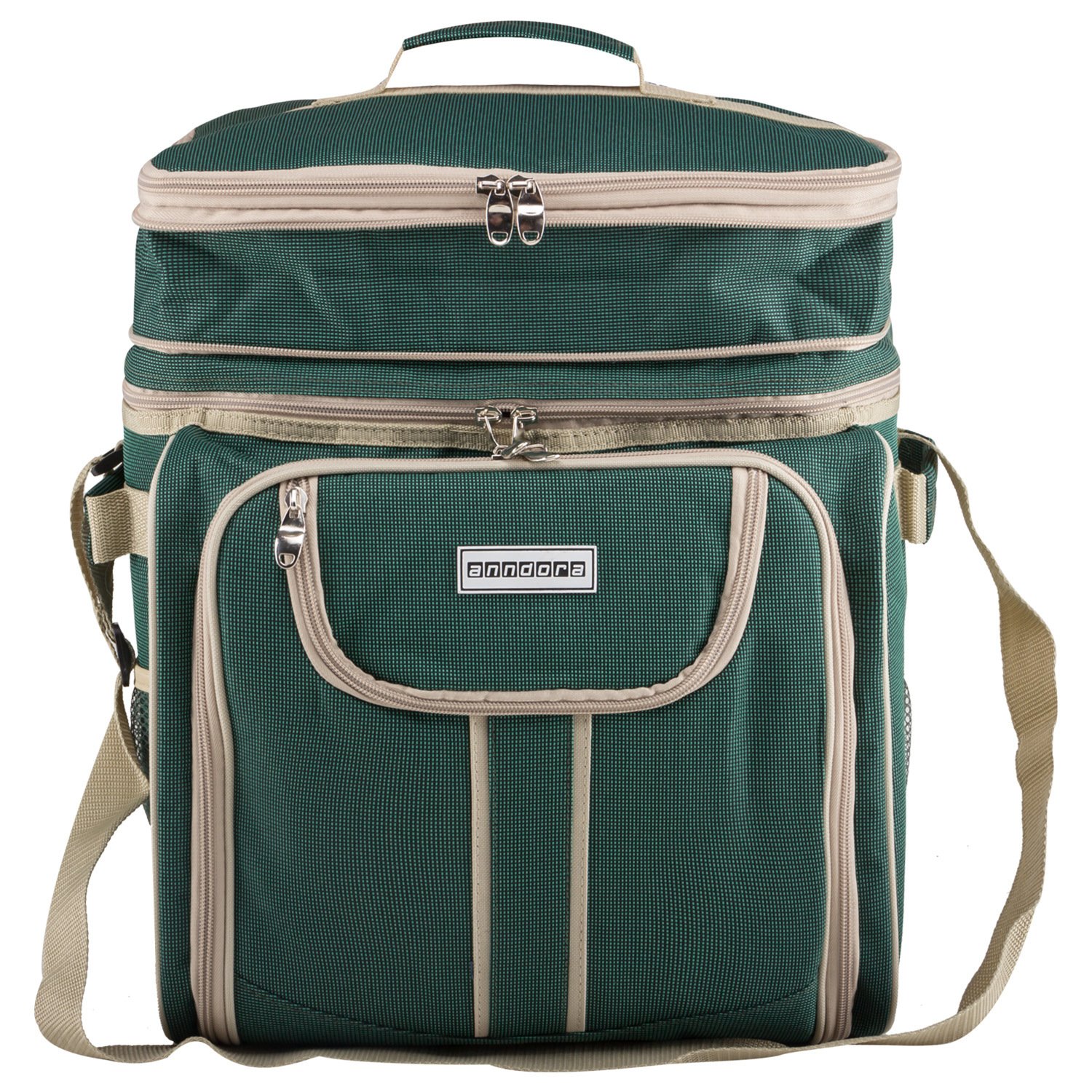 anndora Picknicktasche grün beige Kühltasche inkl. Zubehör 4 Personen 29 Teile