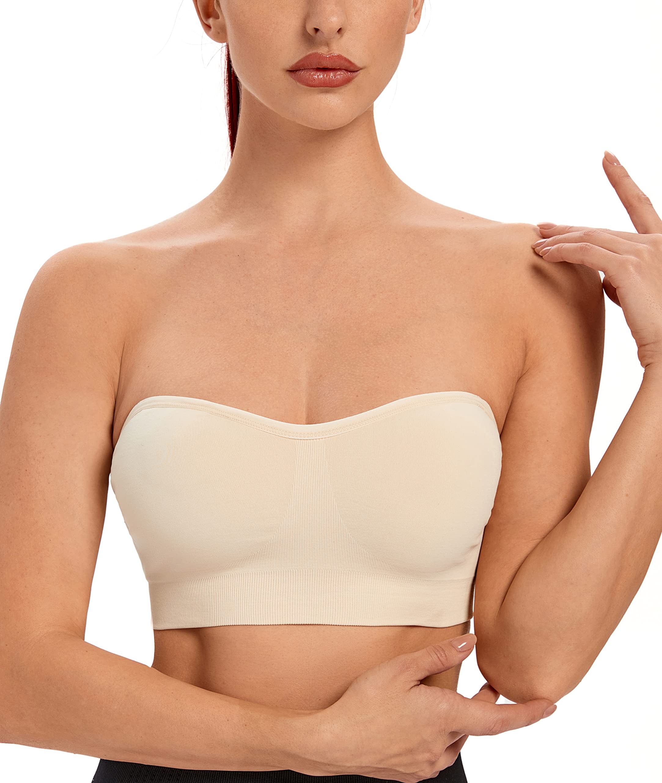 GNOWANNBandeau Bra Seamless Removable Padded Strapless Bra Tube Tops Comfortable Soft Bralette with Convertible Bra Straps
