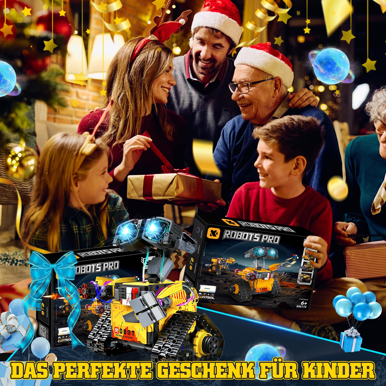 YOOHBERRYS Technik Roboter Kinder, 5-in-1 Ferngesteuerte Robot Programmierbarer mit App & Fernsteuerung, Technic Bauspielzeug Kreatives Geschenk für Jungen 6-12 Jahre (Gelb)