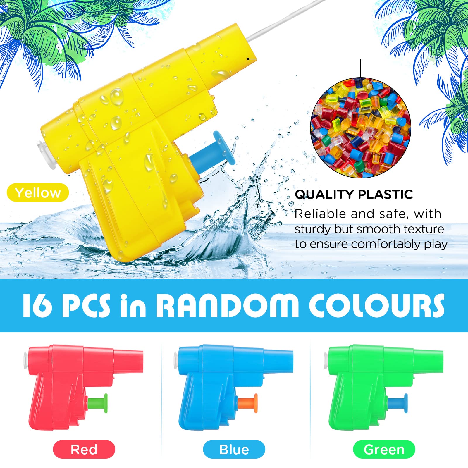 Lot De 18 Mini Pistolets à Eau CUEMOON - 8 Cm - Multicolores - Pour Piscine, Plage, Jeux D'été En Extérieur