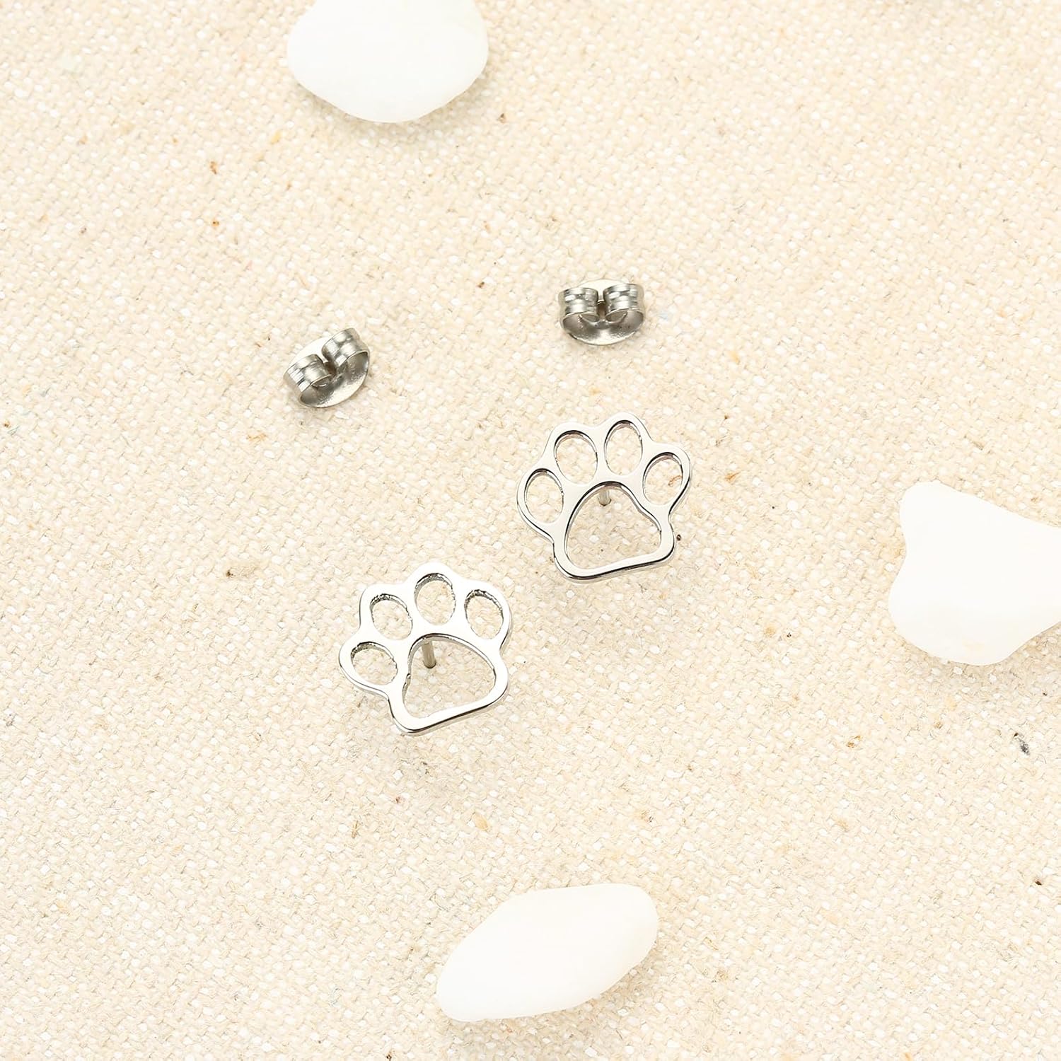 TGNEL チタンスタッドピアス 猫 犬 肉球ピアス かわいいチタンイヤリング 女性/動物愛好家用 チタン 宝石なし, チタン, 宝