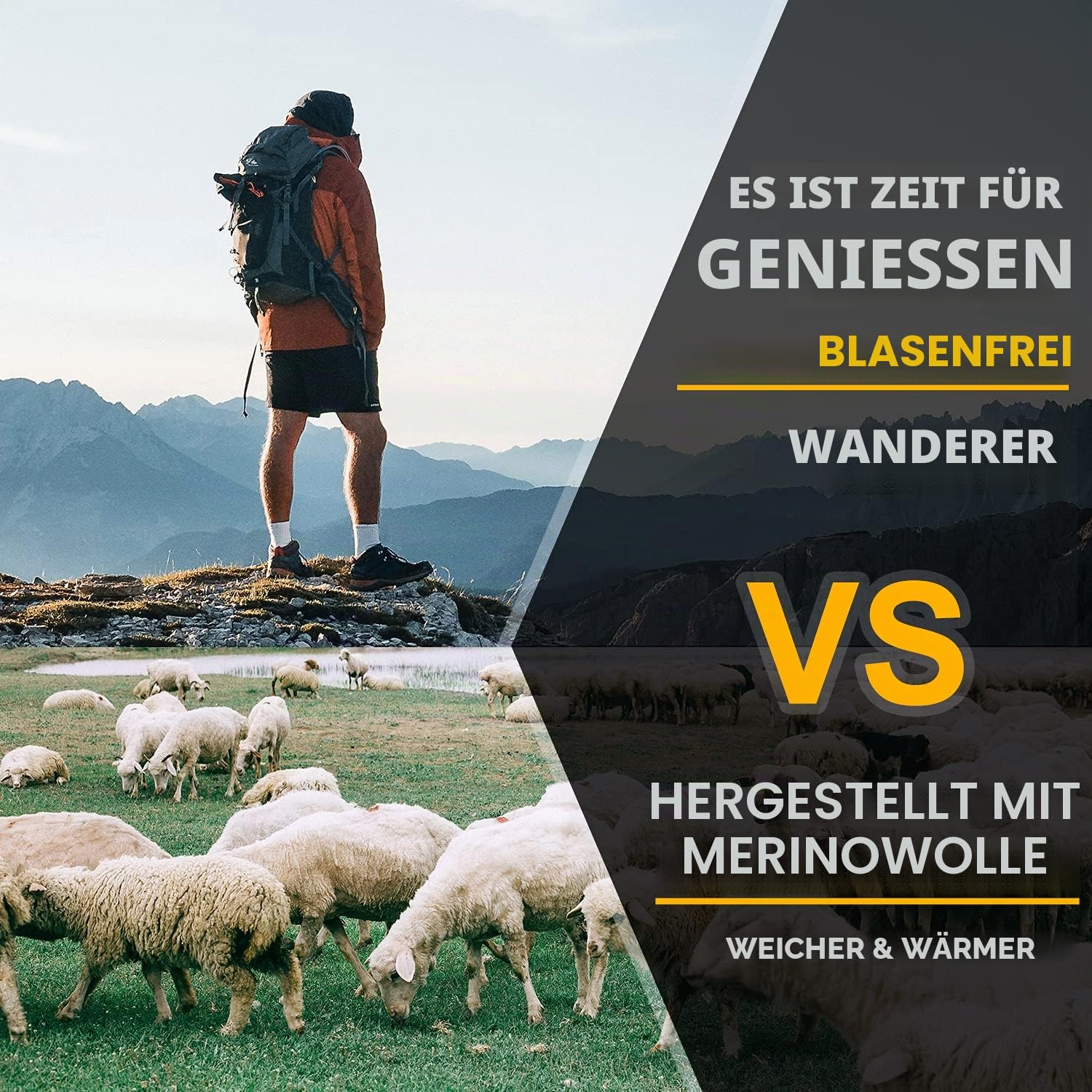 Socks Daze Merino-Woll-Wandersocken für Damen und Herren, warme gepolsterte Crew-Socken für Trekking, Arbeit und Outdoor