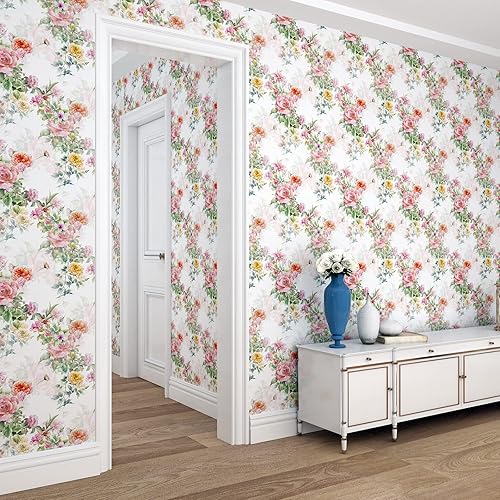 Miniatura 3 de Papel tapiz de rosa azul lavanda, papel de contacto extraíble para despegar y pegar, papel de pared floral decorativo gris, flores silvestres,