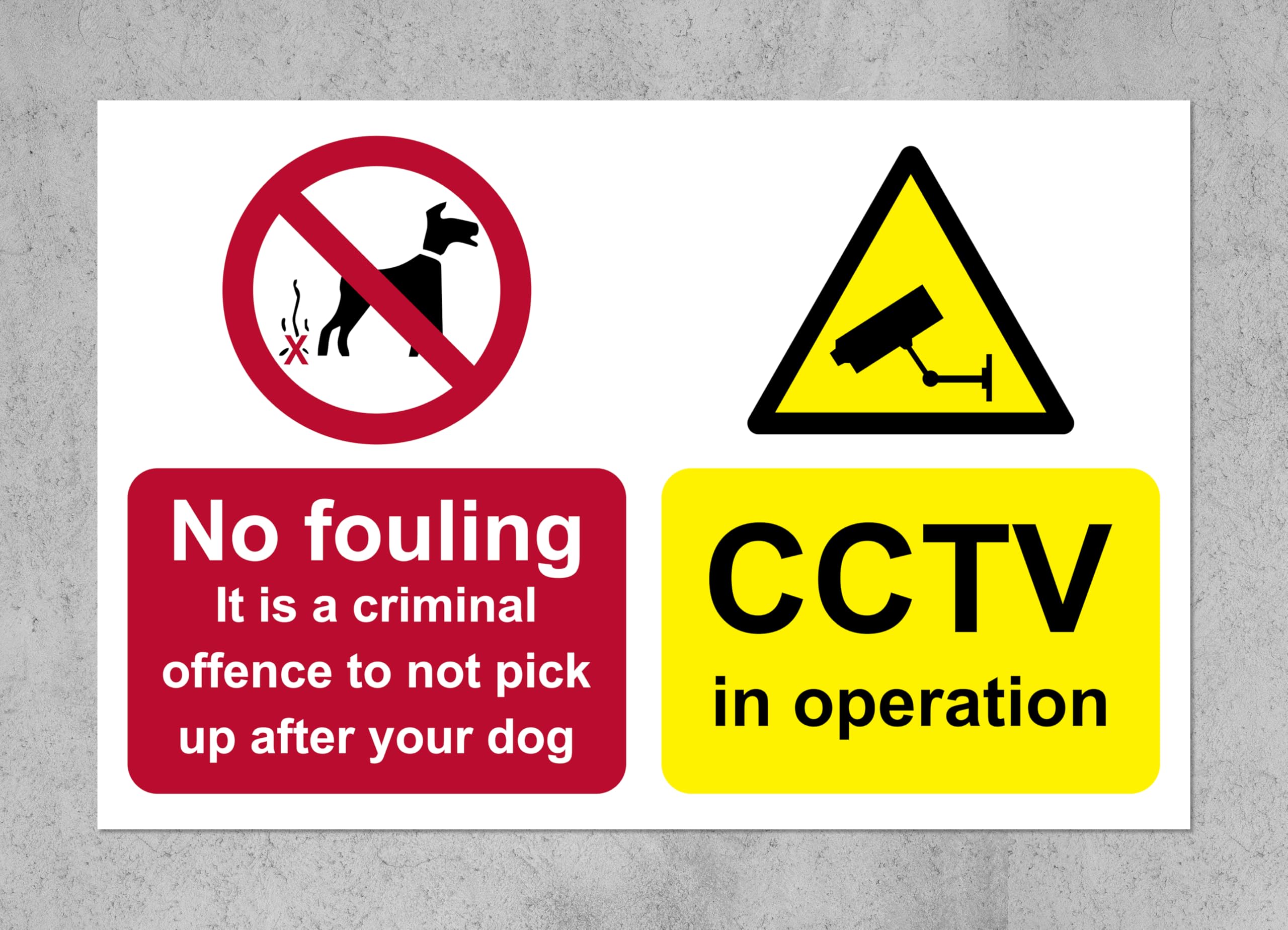 No fouling it is a criminal offence to not pick up after your dog CCTV in operation Safety sign - 1mm Plastic sign (300mm x 200mm)