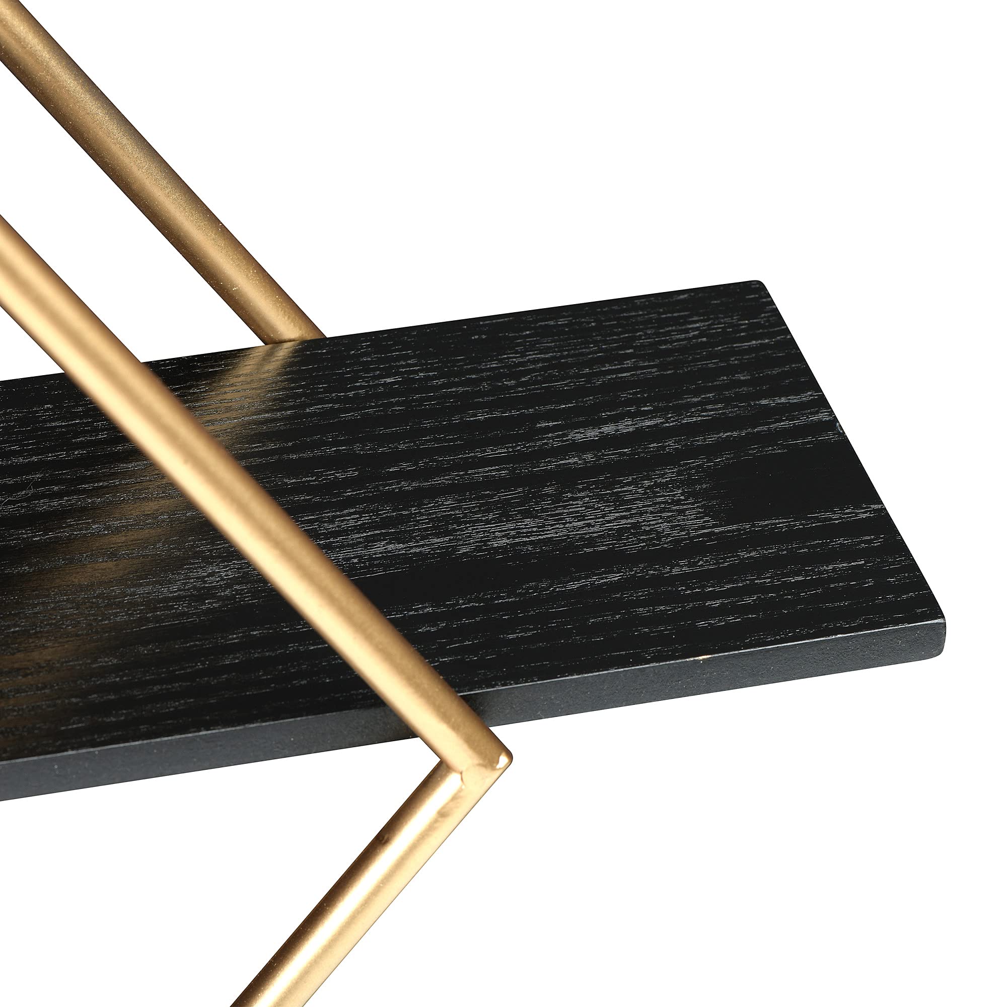 Main + Mesa Estante de Pared de Hierro y Firwood de 68 cm de Largo x 13 cm de Ancho x 61 cm de Alto, Negro y Dorado