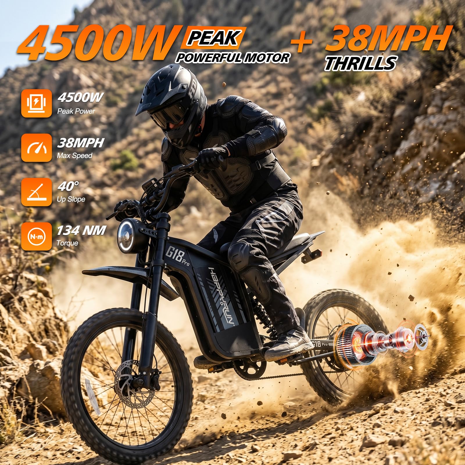 Amazon.com: HAPPYRUN G18pro Electric Dirt Bike for Adults – 4500W
