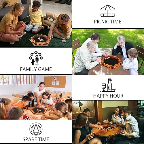 Miniatura 6 de TooyBing Juego de dados Shut The Box mejorado para 1 a 6 jugadores, mesa de madera para niños y adultos con 16 dados, juego clásico de matemáticas