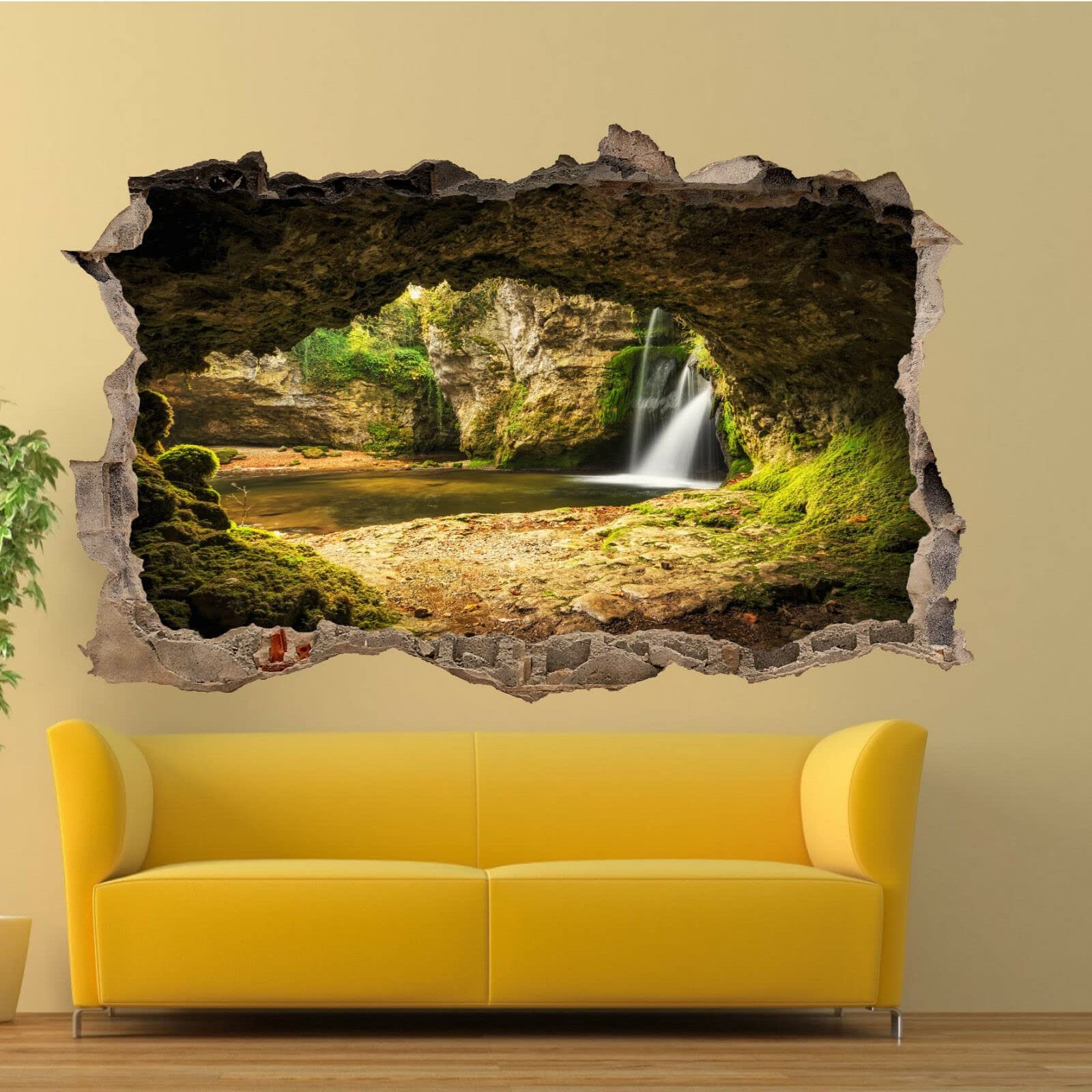 Paesaggio Adesivi Murali 3D Fracassato Cascata Del Fiume Decorazione Domestica Smontabile Del Vinile Del Tatuaggio Della Parete Grotta Decalcomanie Impermeabili Art For Kids Room Wall Decor 80x120cm