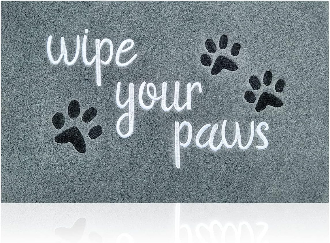 Large Welcome Door Mat Indoor Wipe Your Paws Doormat Front Back Door Indoor Dog Paw Door Mat Porch Entrance Anti-Slip Floor Mat with Durable Rubber Brown 24x36 Inch