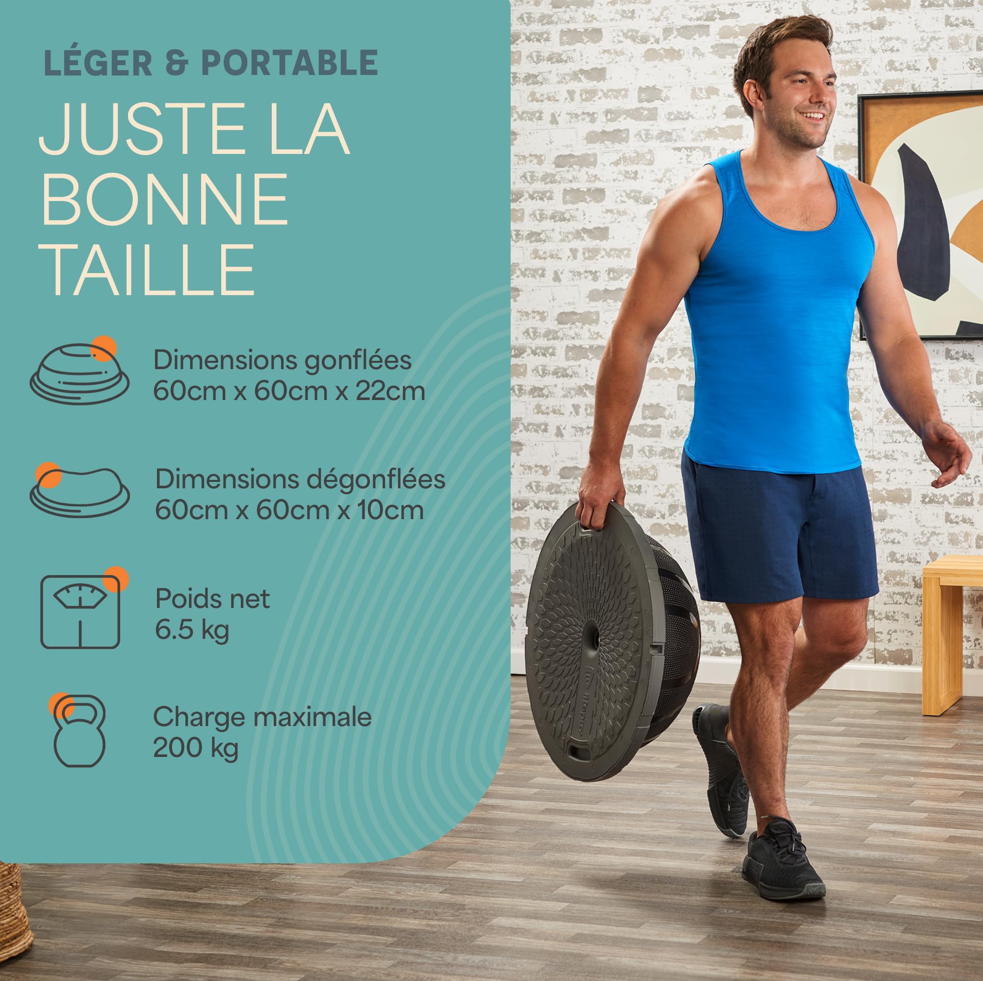 Lifepro Demi-ballon d’équilibre – Ballon de stabilité pour l’exercice, les entraînements complets, la gym à domicile et la rééducation – Équipement antidérapant pour l’entraînement à l’équilibre