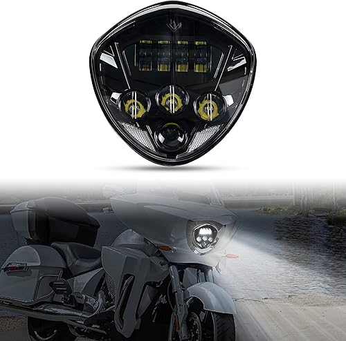 Conjunto de faros LED para Victory 05-18, faros delanteros LED negros para motocicleta, lámpara para Polaris Victory Cross Roads Country Hammer