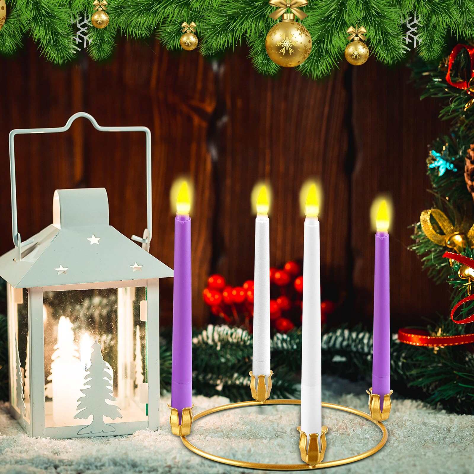 Thyle Adventskranzringe aus Metall, 40 Stück, goldfarben, Adventskranz, Kerzenhalter, Kerzenhalter, Tischkandelaber, Halter für Kirche, Zuhause, Tischdekoration, Festival-Dekoration