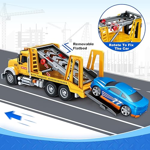 Miniatura 10 de Juguetes para niños de 3, 4, 5, 6, 7, 8 años, camión excavador grande de juguete con luces, sonidos, camión de fricción para niños y niñas, regalos