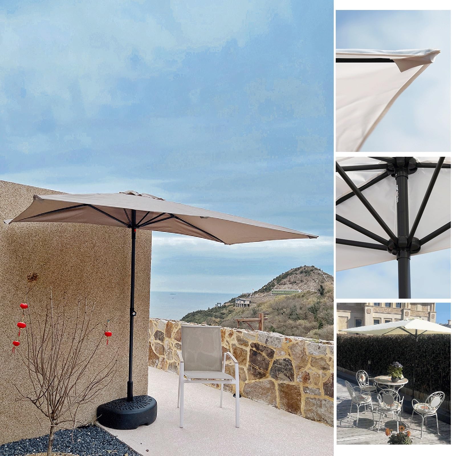 Markise balkon ohne bohren,Sichtschutz balkon,Sonnenschirm balkon,Senkrechtmarkise außen Stahl Höhenverstellbar Markise,UV-beständig,Sonnenschutz Markise für Terrasse Balkon Veranda Deck ( Color : Dar Garten