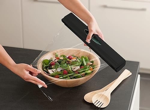 Miniatura 5 de WENKO Organización y almacenamiento de papel de aluminio recargable, dispensador de papel de aluminio y plástico con cortador deslizante para