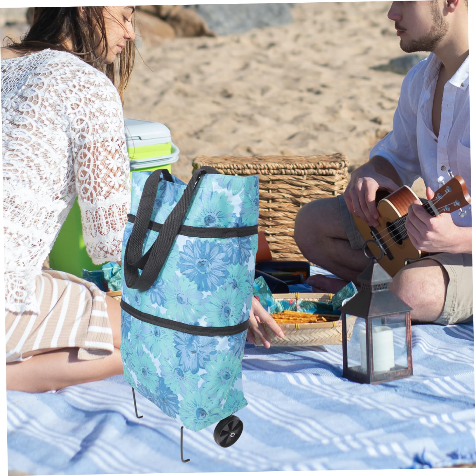 Borsa della spesa pieghevole con ruote Go Cart Tote Bags Rolling Tote Bag Rolling Shopping Bag Tote con ruote Tote Bag con ruote Borsa della spesa con ruote Carrello della spesa Tirante