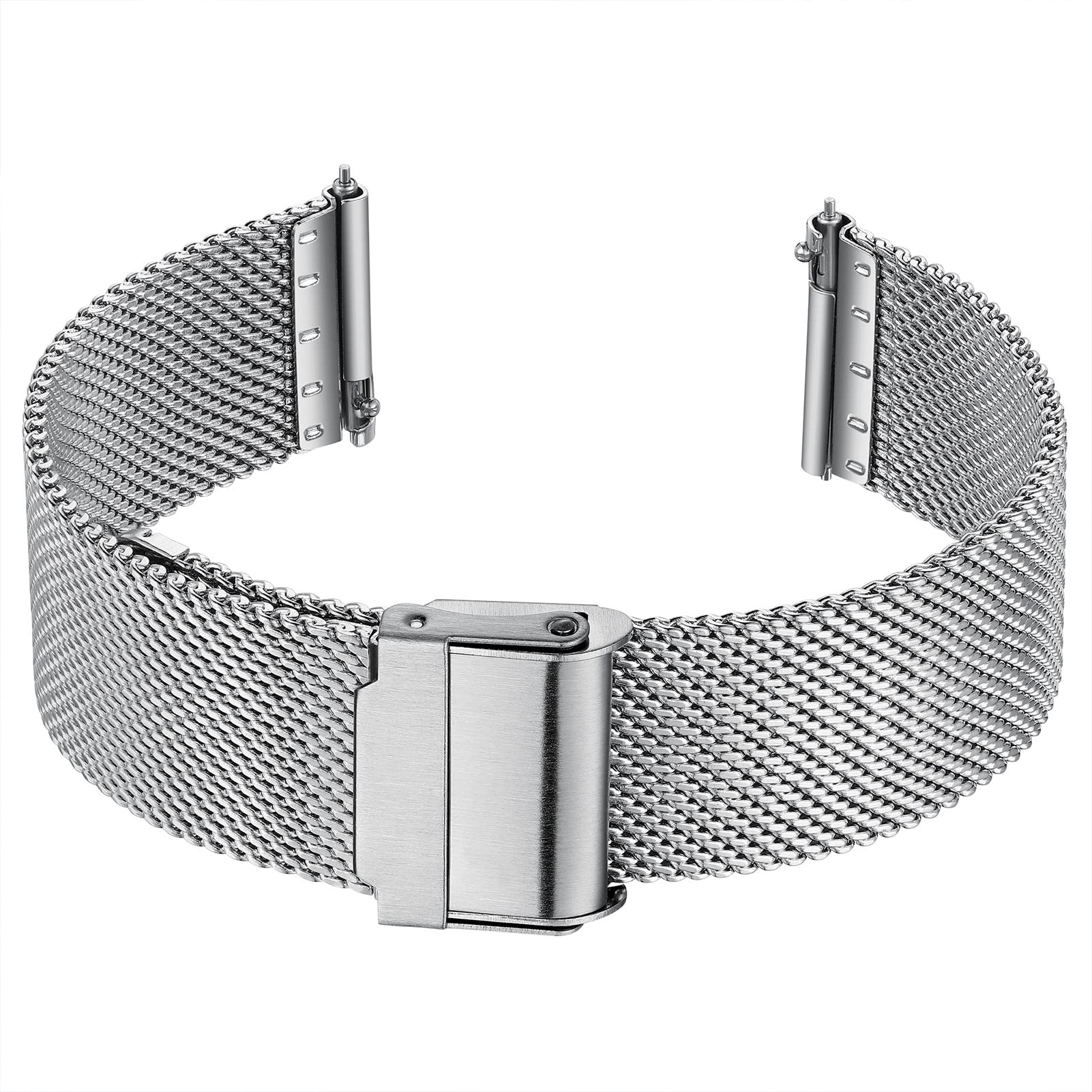 Bracelet De Montre 18/20 / 22mm Argent Creux Bracelet De Montre En Acier Inoxydable Fermoir Pliant Avec Bande De Sécurité Pour Hommes Femmes Montres Bracelet De Remplacement Bracelet (Band Width