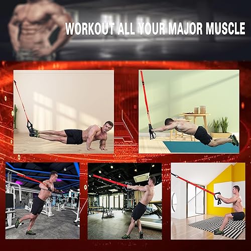 Miniatura 4 de Correas de entrenamiento de resistencia de peso corporal, cinturón de entrenamiento de fuerza para levantamiento de pesas, cuerpo completo, kit de