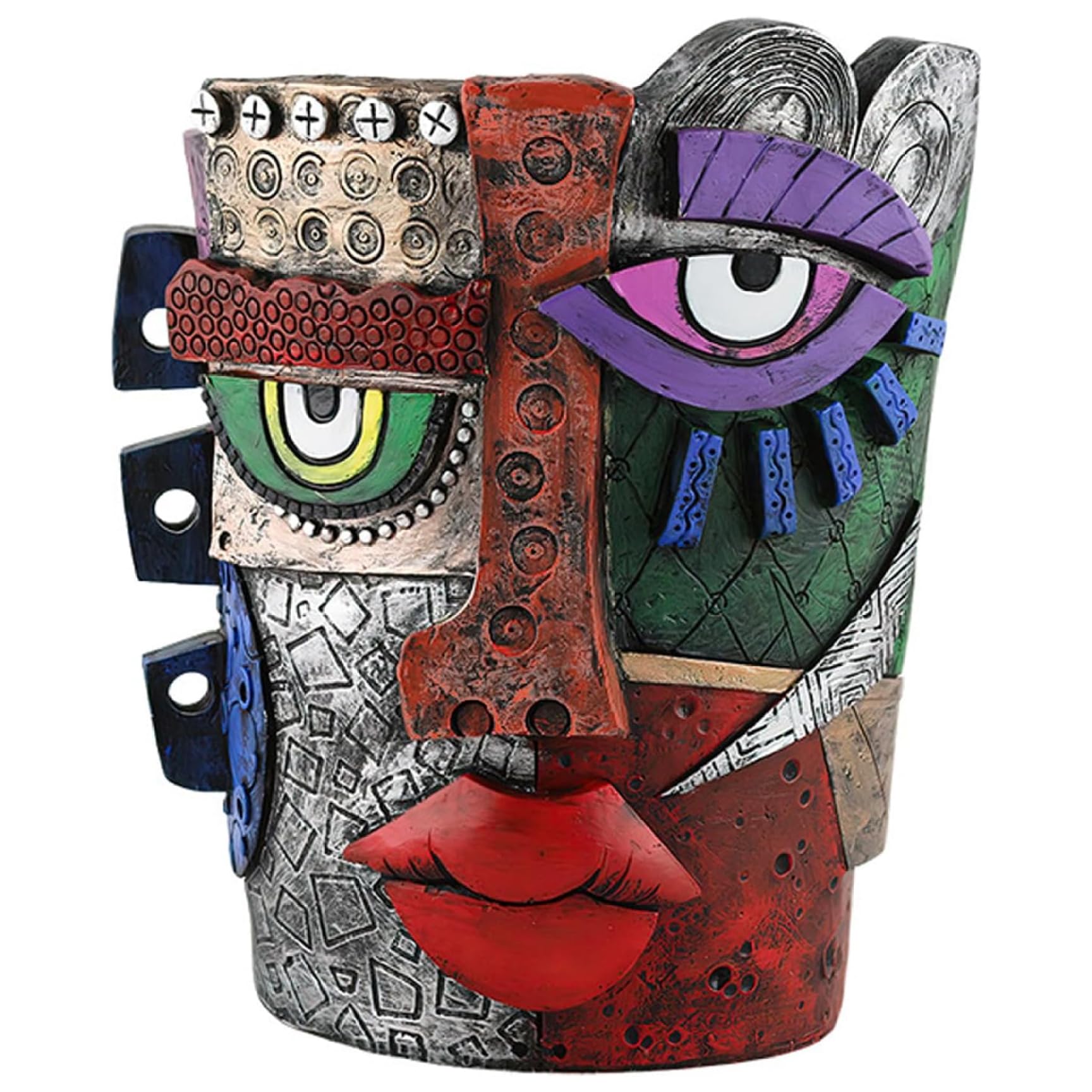 Wedhapy Flower Pot Face Vase Creative Resin Brutalist Abstract Beauty Colorful Face Planter Unique Indoor and Outdoor Potted Plant Container for Home Decor