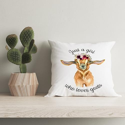 Miniatura 2 de Just A Girl Who Loves Goats Goat Lover - Funda de almohada decorativa, divertida funda de almohada rústica de cabra para sofá, habitación de niña,