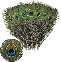 JEOPKO 15Pcs Peacock Feathers, Natural Large Feathers Long, Peacock Tail Feather for Wedding, Christmas Party Decoration, Vase Decoration Feathers, Peacock Costume, DIY Art & Craft.
