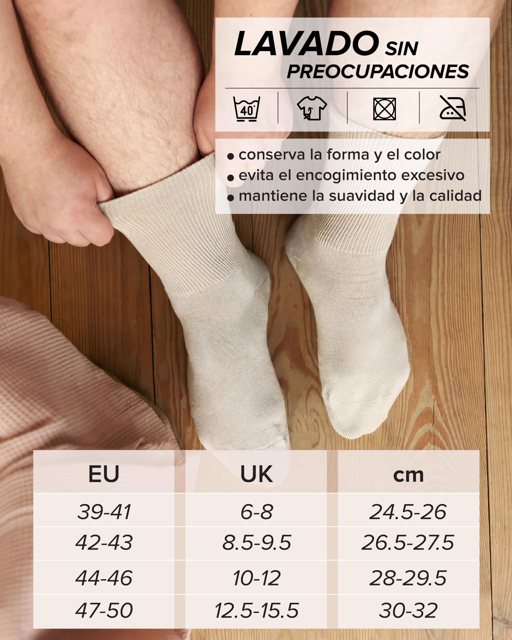 vitsocks Hombre Calcetines Extra Anchos No Aprietan Diabéticos (3 PARES) Sin Goma Antipresión Pies Hinchados Diabetes