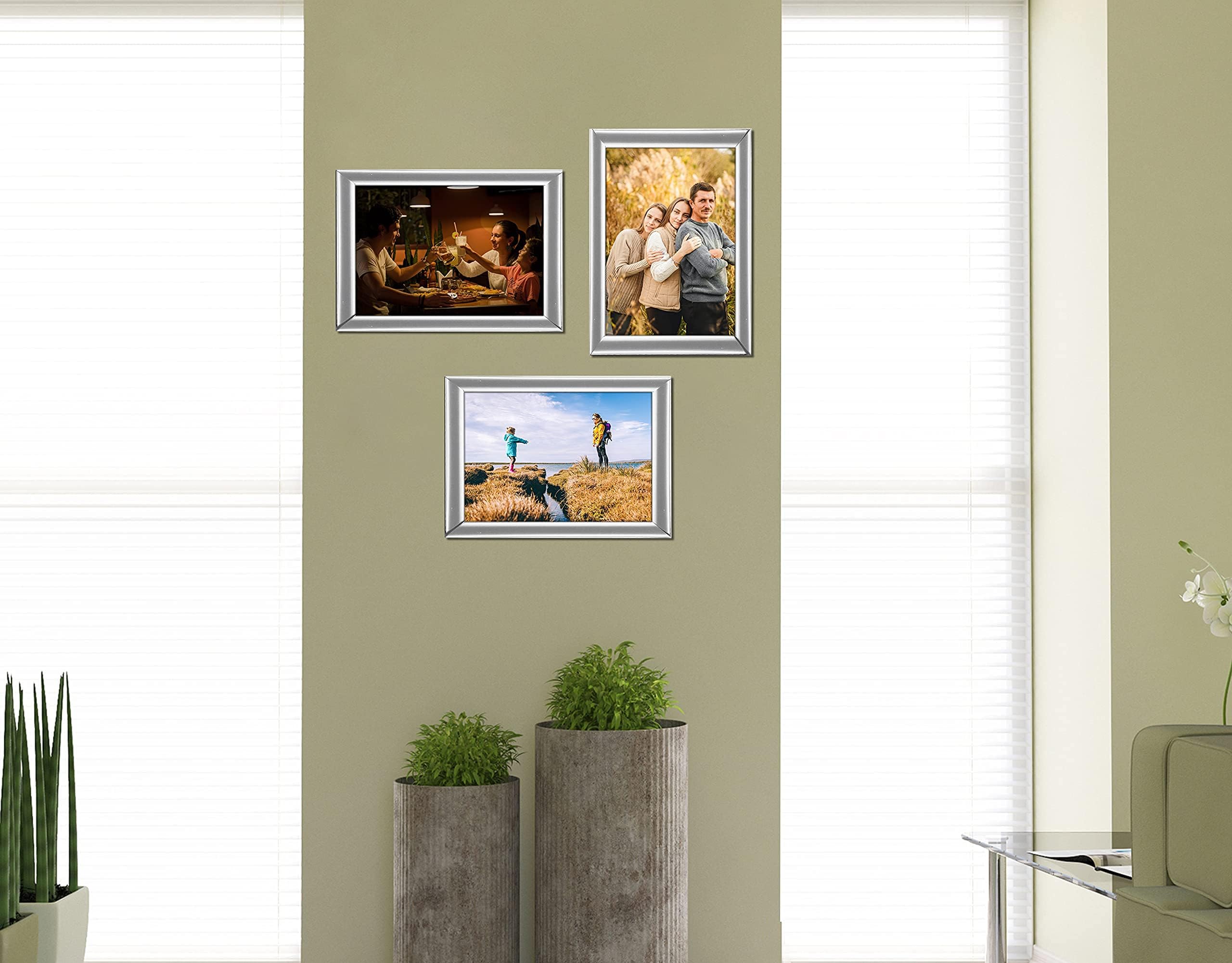 Pack of 6 - A4 Picture Frame Photo Frames Certificate Box Bulk Perspex Free Standing Wall Hanging (Silver)