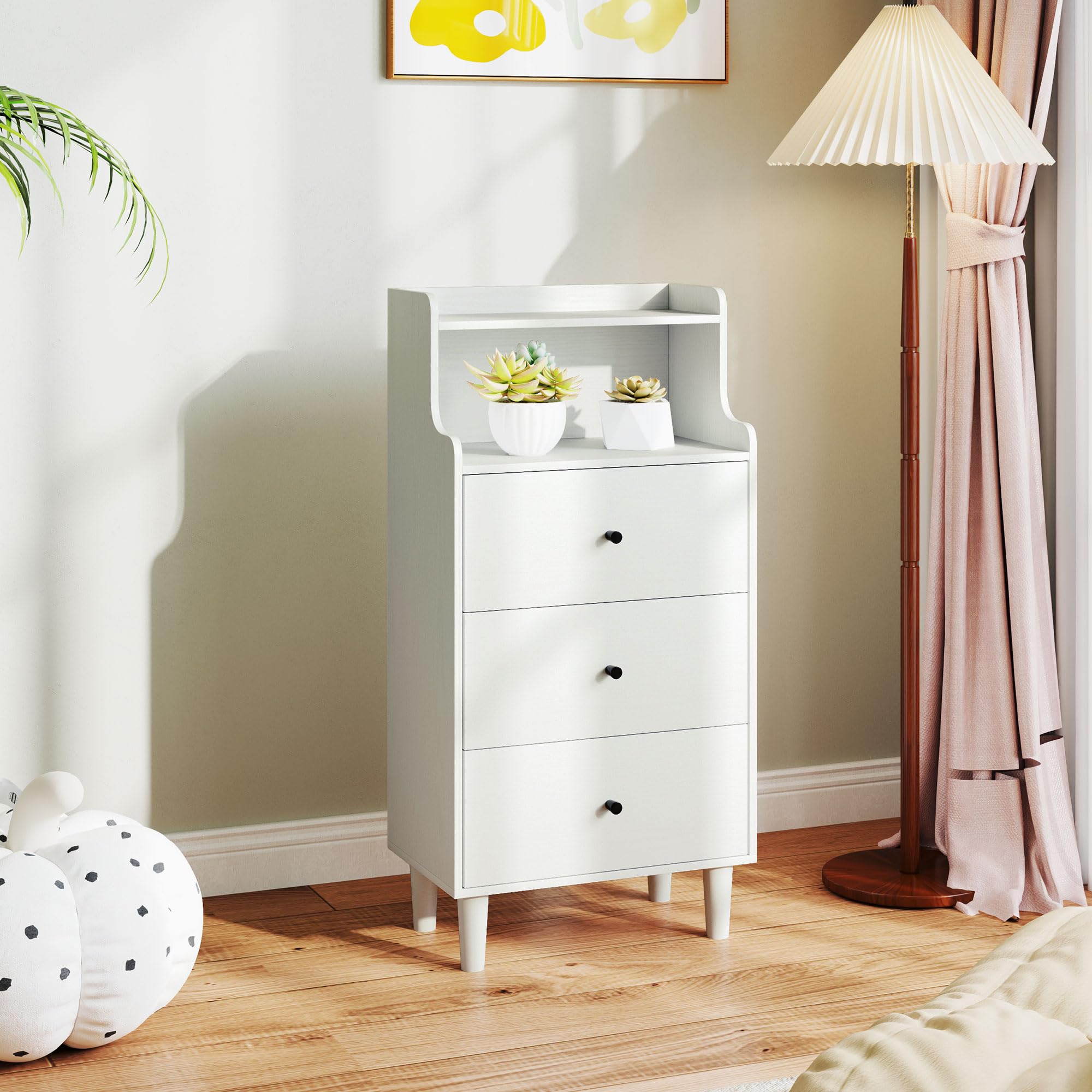 HOMCOM Cómoda con 3 Cajones Dormitorio Estrecha 47x29x95 cm Blanco Veteado